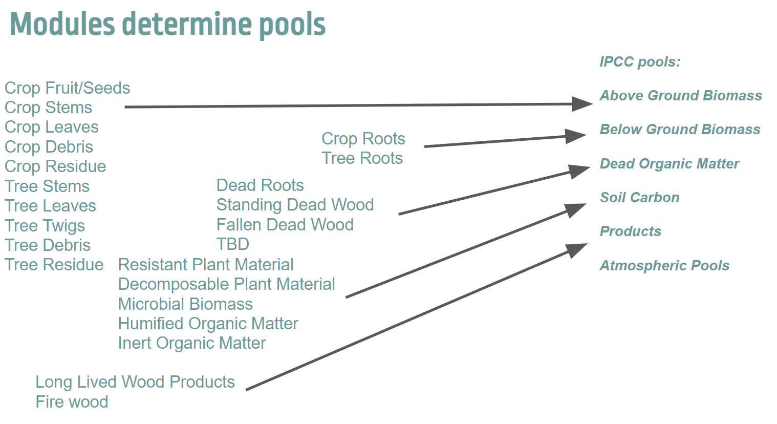 Diagram depicting how modules determine pools in FLINT.